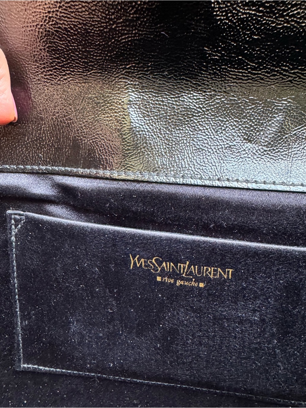 Yves Saint Laurent Black Patent Envelope Clutch Mint - Picture 6 of 13